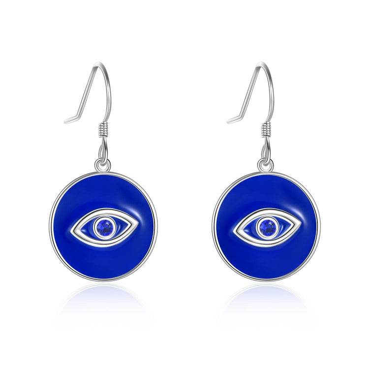 925 Sterling Silver Demon Eye Blue Fashion Stud Earrings - onlyone