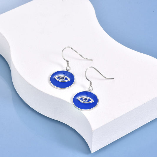 925 Sterling Silver Demon Eye Blue Fashion Stud Earrings - onlyone