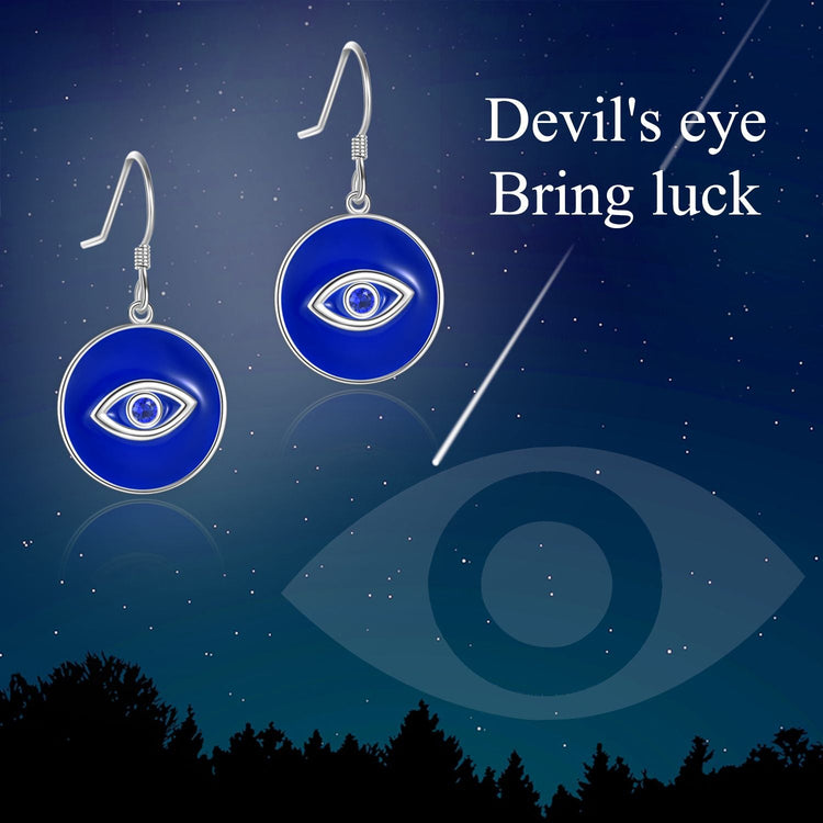 925 Sterling Silver Demon Eye Blue Fashion Stud Earrings - onlyone