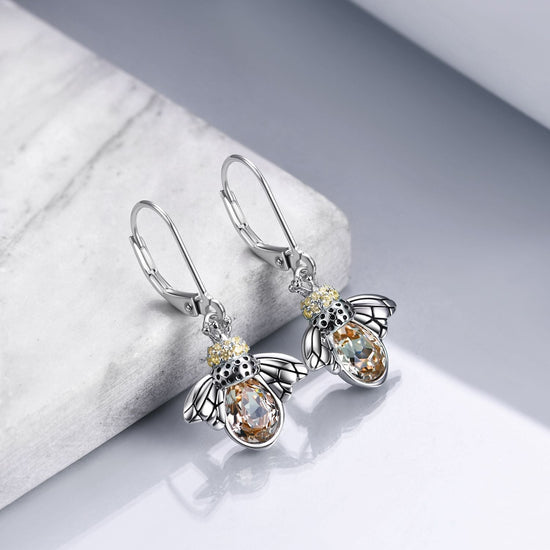 925 sterling silver bee gift fashion earrings - onlyone