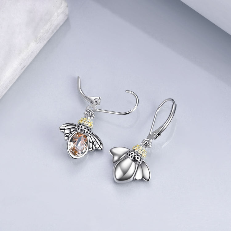 925 sterling silver bee gift fashion earrings - onlyone