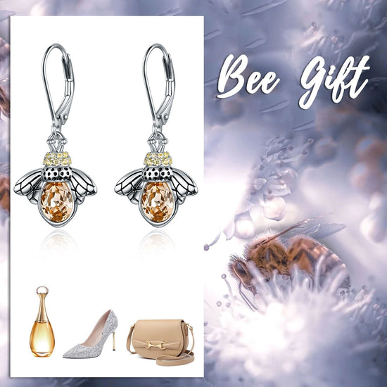 925 sterling silver bee gift fashion earrings - onlyone