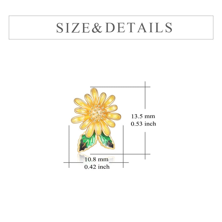 925 Sterling Silver Yellow Daisy Earrings Gift For Her