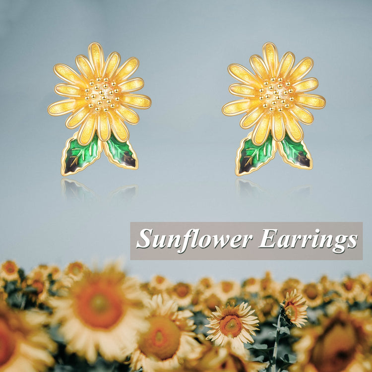 925 Sterling Silver Yellow Daisy Earrings Gift For Her