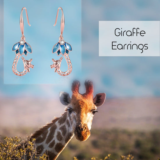 925 Sterling Silver Zirconia Giraffe Earrings - onlyone