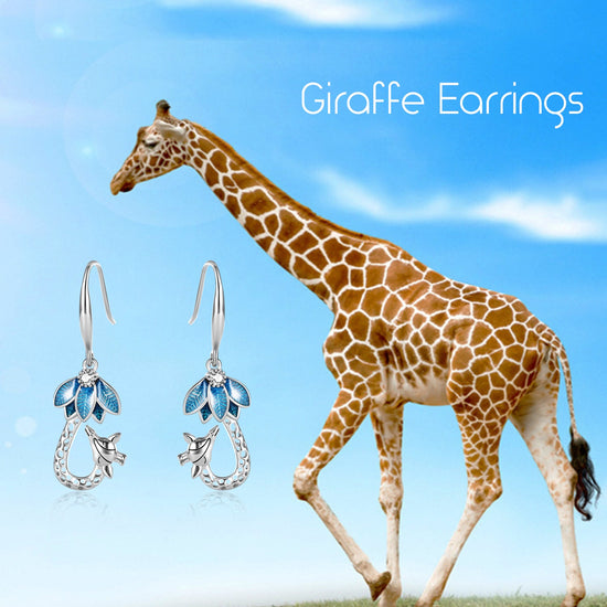 925 Sterling Silver Zirconia Giraffe Earrings - onlyone