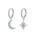 925 sterling silver moon and stars fashion earrings - onlyone