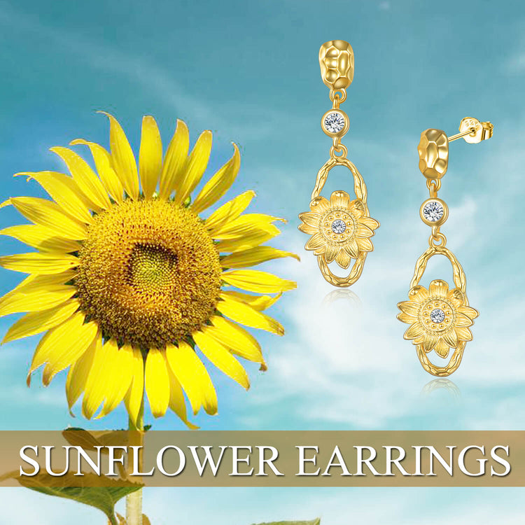 925 Sterling Silver Vintage Sunflower Stud Earrings