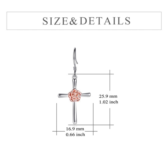 925 Sterling Silver Flower Cross Earrings - onlyone