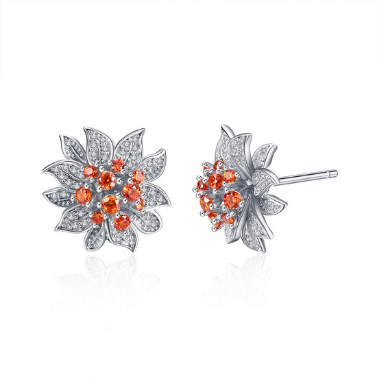 925 Steling Silver Zirconia Flower Stud Earrings - onlyone