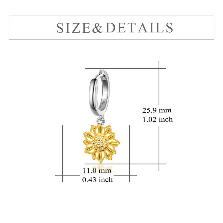 925 Sterling Silver Sunflower Earrings