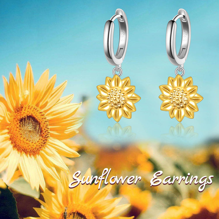 925 Sterling Silver Sunflower Earrings