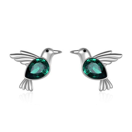 925 Sterling Silver Stud Hummingbird Earrings