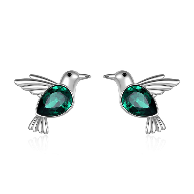 925 Sterling Silver Stud Hummingbird Earrings