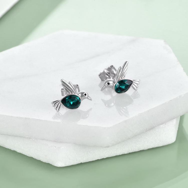 925 Sterling Silver Stud Hummingbird Earrings