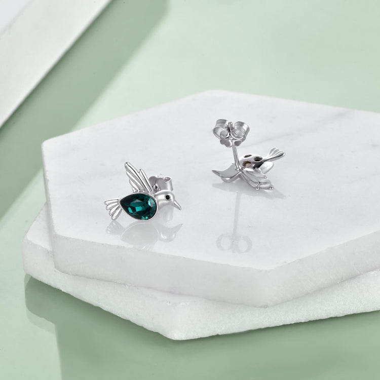 925 Sterling Silver Stud Hummingbird Earrings