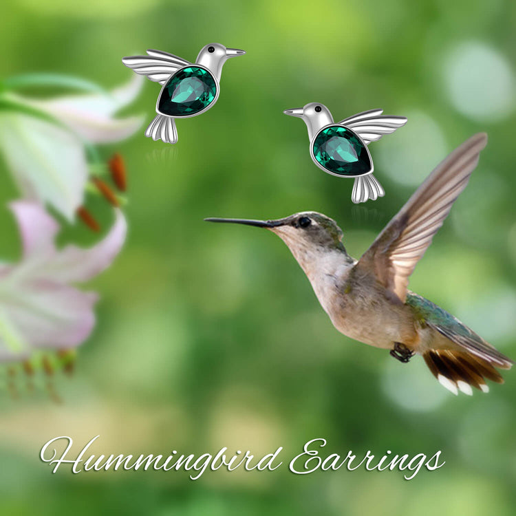 925 Sterling Silver Stud Hummingbird Earrings