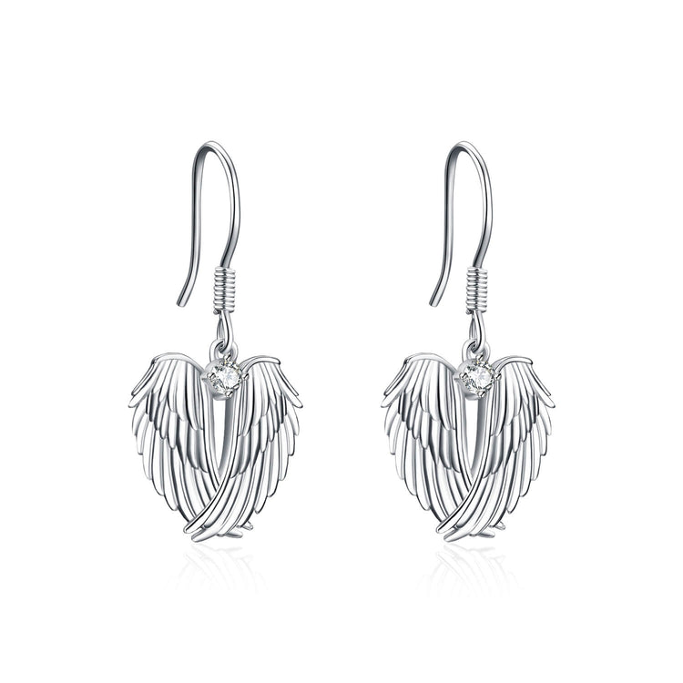 925 Sterling Silver Angel Wings Earrings