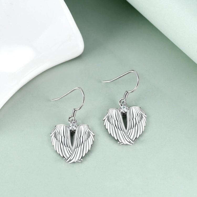 925 Sterling Silver Angel Wings Earrings