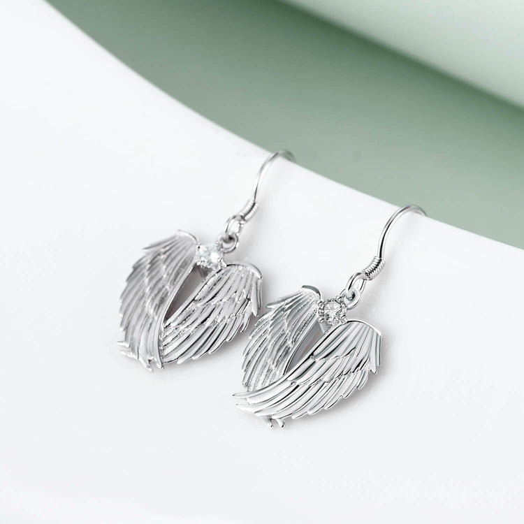 925 Sterling Silver Angel Wings Earrings