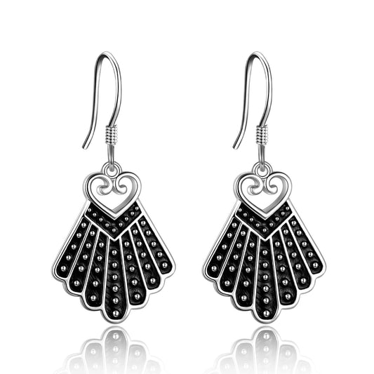 925 Sterling Silver Heart Dissent Collar Earrings