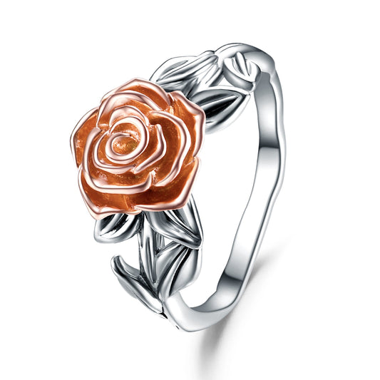 925 Sterling Silver Rose Flower Ring, Gift For Girl - onlyone