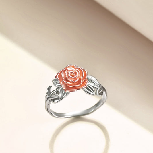 925 Sterling Silver Rose Flower Ring, Gift For Girl - onlyone