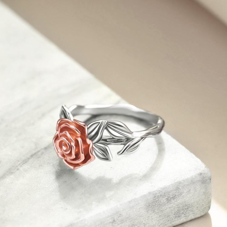 925 Sterling Silver Rose Flower Ring, Gift For Girl - onlyone