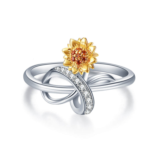 925 Sterling Silver Zirconia Sunflower Ring - onlyone