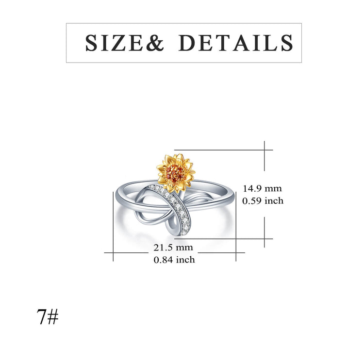 925 Sterling Silver Zirconia Sunflower Ring - onlyone