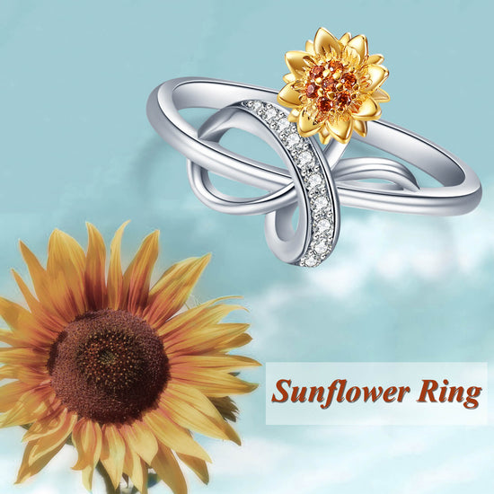 925 Sterling Silver Zirconia Sunflower Ring - onlyone