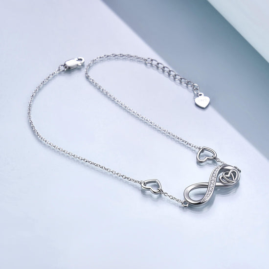 925 Sterling Silver Infinity Heart Anklet - onlyone