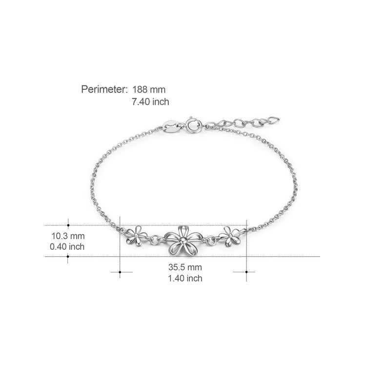 925 Sterling Silver Daisy Flower Bracelet - onlyone