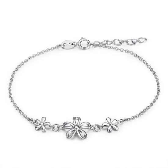 925 Sterling Silver Daisy Flower Bracelet - onlyone