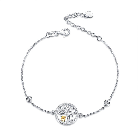 925 Sterling Silver Owl And Tree Of Life Bracelet - onlyone