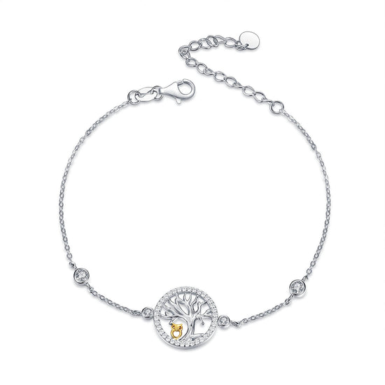 925 Sterling Silver Owl And Tree Of Life Bracelet - onlyone