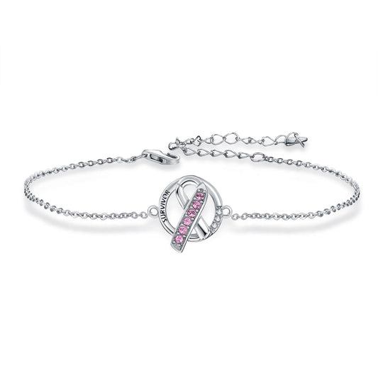 925 Sterling Silver Survivor Ribbon Bracelet - onlyone