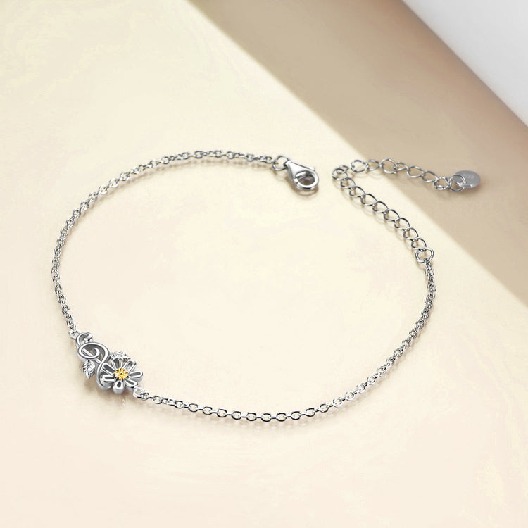 925 Sterling Silver Sunflower Daisy Flower Bracelets for Women - onlyone