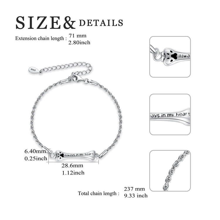 925 Sterling Silver Bone Cremation Bracelet for Ashes Bone Keepsake Bracelet Urn Bracelet - onlyone