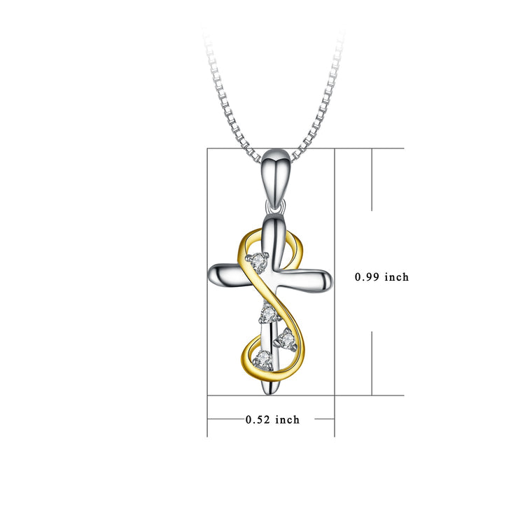 925 Sterling Silver Cross pendant Necklace With Adorable Zirconia Infinity Necklace Cross Necklace For Women - onlyone