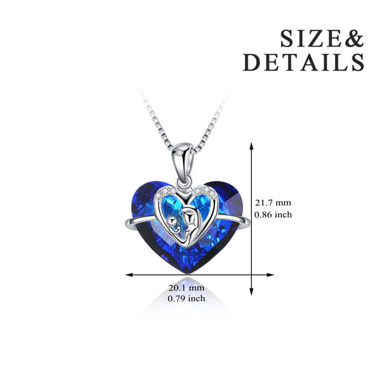 925 Sterling Silver Swarovski Crystals Heart Pendant Necklace Gift For Mom - onlyone