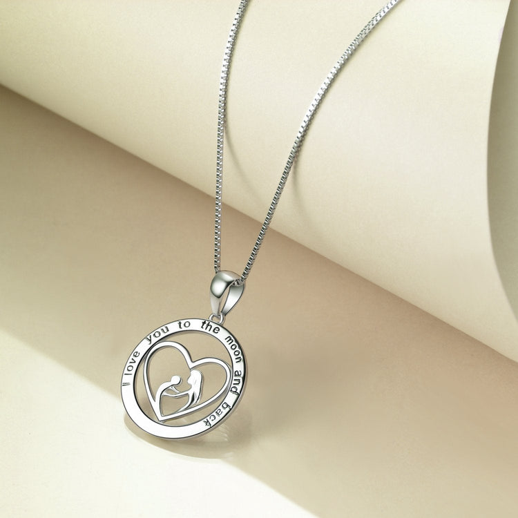 925 Sterling Silver Women Heart Pendant Necklace, Gift For Mom, I Love You To The Moon And Back - onlyone