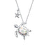 925 Sterling Silver Opal Turtle And Starfish Necklace - onlyone