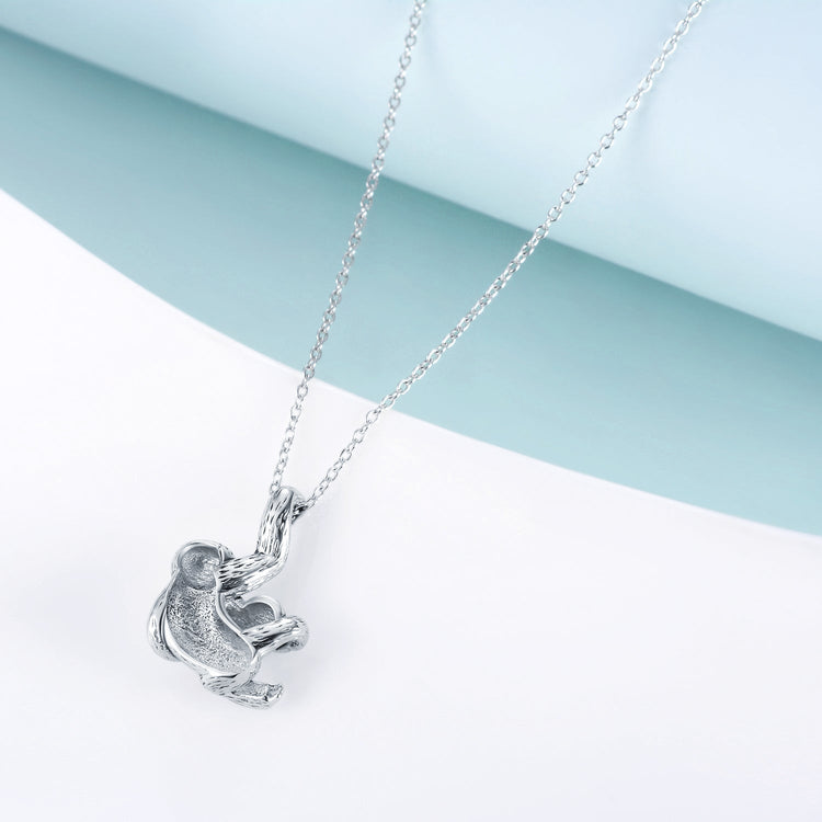 925 Sterling Silver Sloth and Heart Pendant Necklace - onlyone