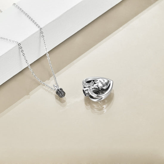 925 Sterling Silver Heart Memorial Urn Necklace, Forever In My Heart Cremation Necklace - onlyone