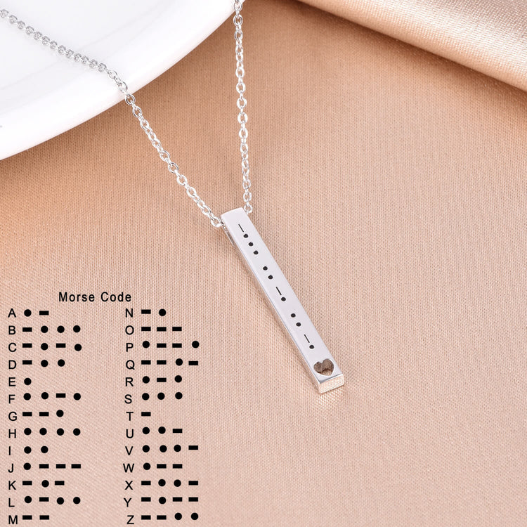 925 Sterling Silver Mores Code Vertical Bar Pendant Necklace - onlyone