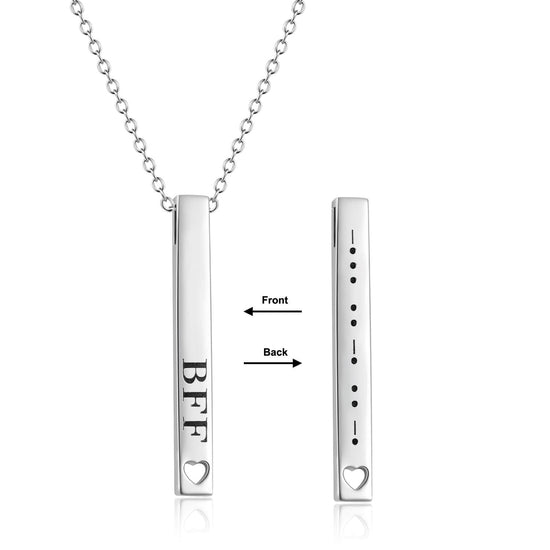 925 Sterling Silver Mores Code Vertical Bar Pendant Necklace - onlyone