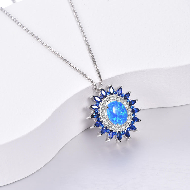 925 Sterling Silver Swarovski Crystal Sun Necklace - onlyone