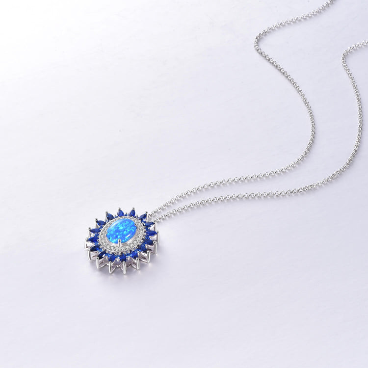 925 Sterling Silver Swarovski Crystal Sun Necklace - onlyone