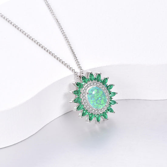 925 Sterling Silver Swarovski Crystal Sun Necklace - onlyone